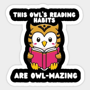 Cute Owl Reading a Book For Good Habit Sticker